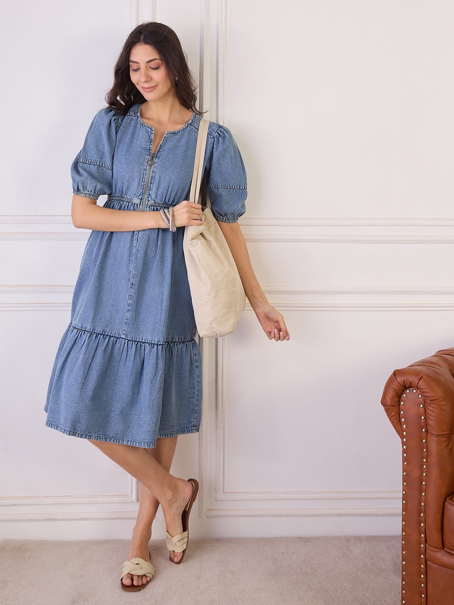 Denim Tiered Dress