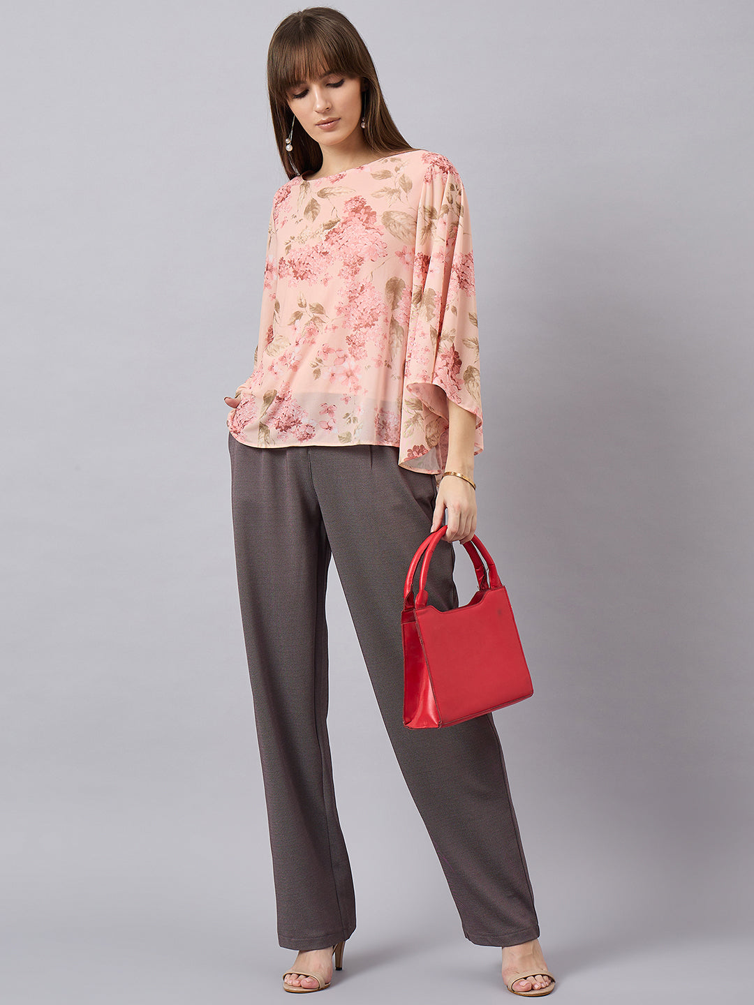 Peach Mesh Floral Top