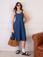 Denim Fit and Flare Button Detail Dress