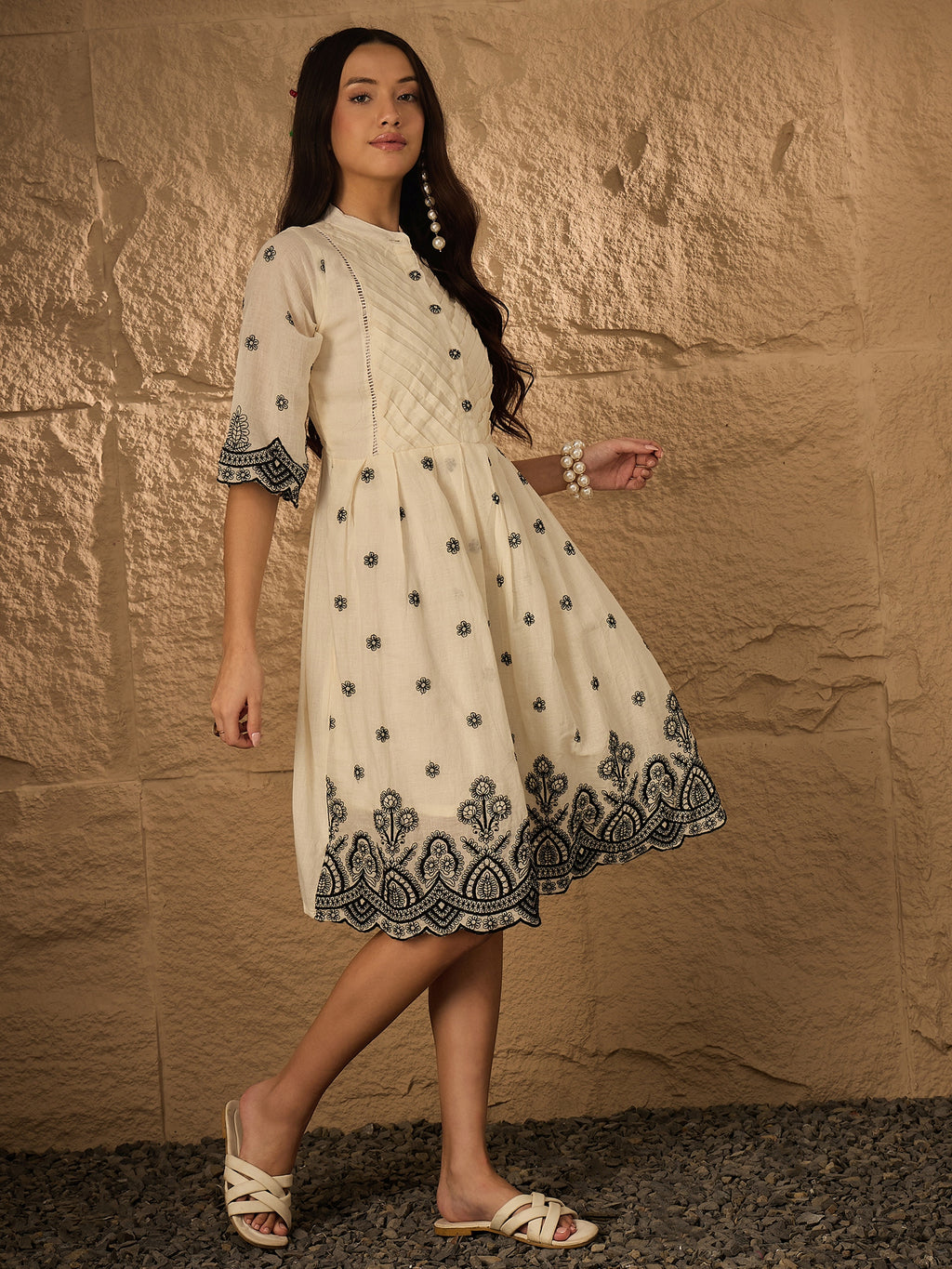 EMBROIDERED PURE COTTON DRESS