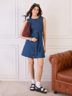 Denim Front Zipper Dress