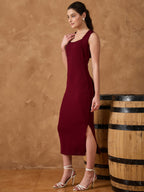 WINE BODYCON SHEATH DRESS