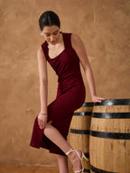 WINE BODYCON SHEATH DRESS
