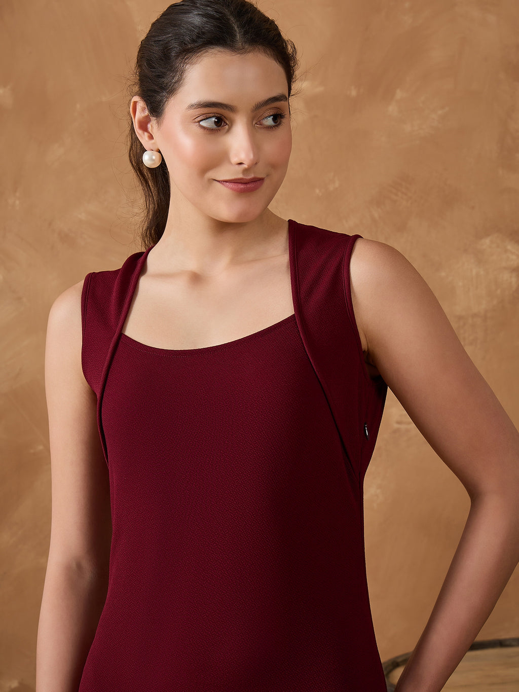 WINE BODYCON SHEATH DRESS