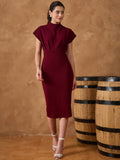 WINE HIGH NECK DRESS