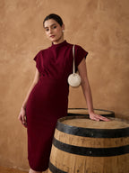 WINE HIGH NECK DRESS