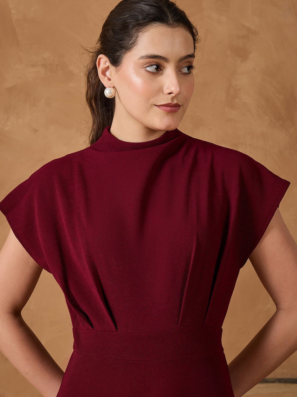 WINE HIGH NECK DRESS