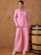 Pink Cotton Cord Set with Crochet