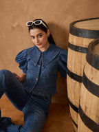 Blue Denim Piter Neck Top
