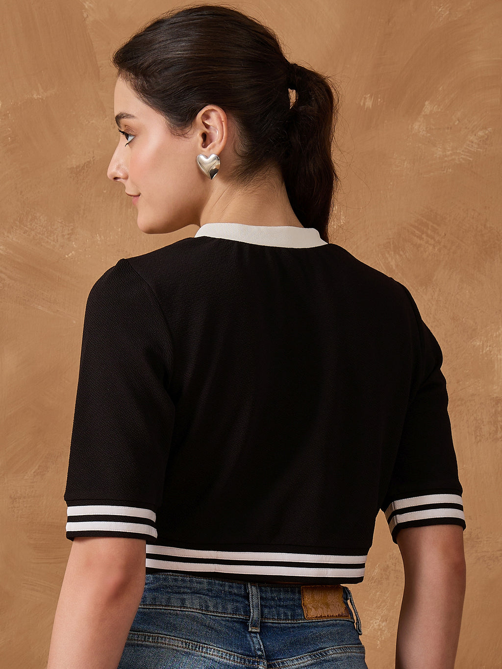 Black Zipper Detail Top