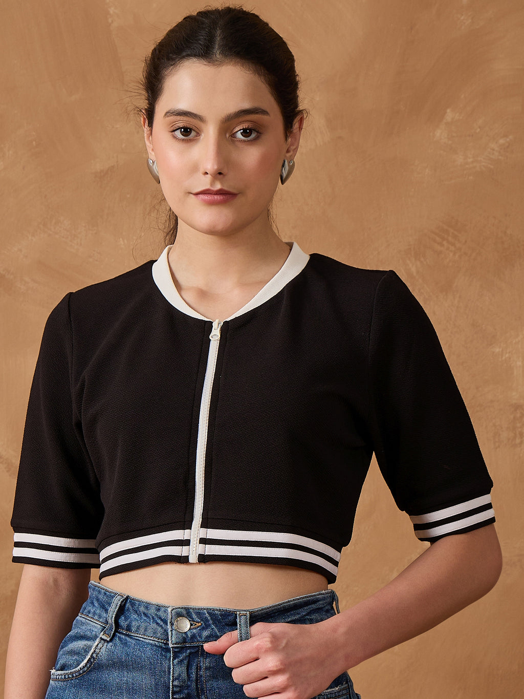 Black Zipper Detail Top