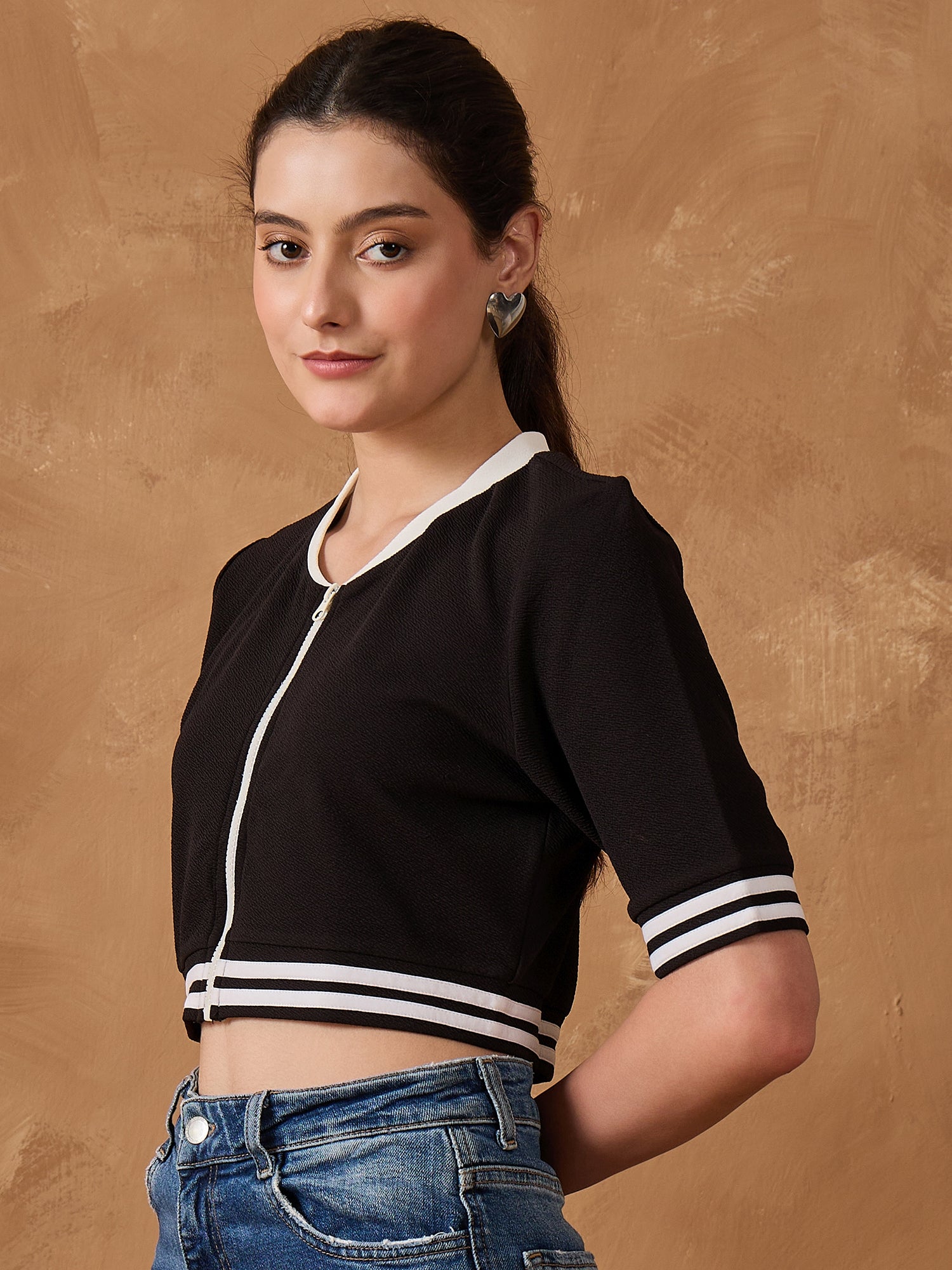 Black Zipper Detail Top