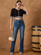 Black Zipper Detail Top