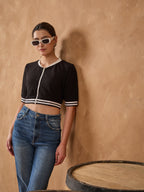 Black Zipper Detail Top