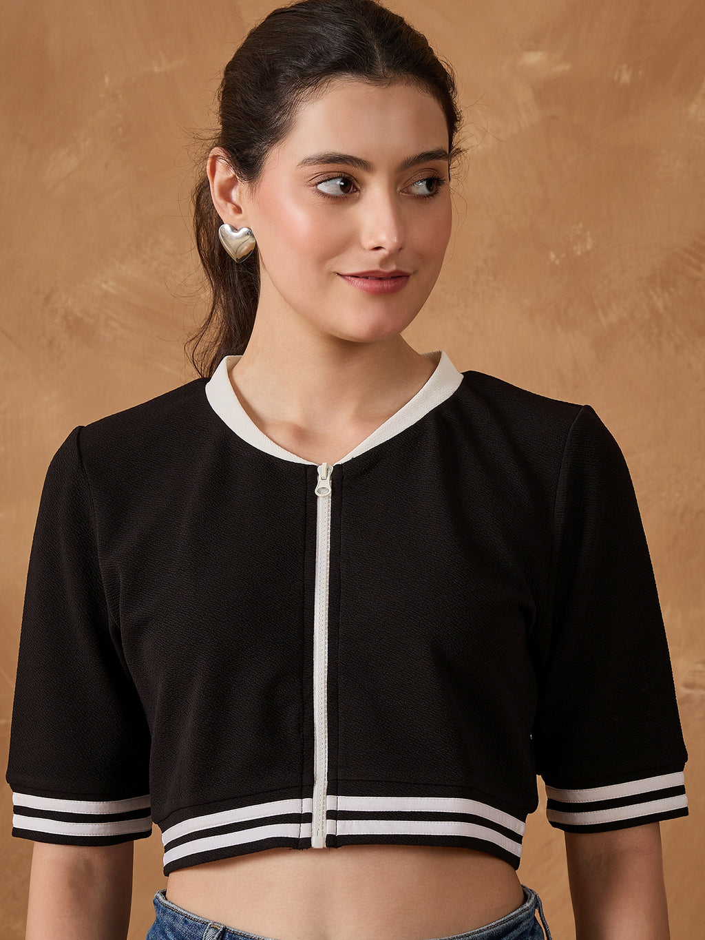 Black Zipper Detail Top
