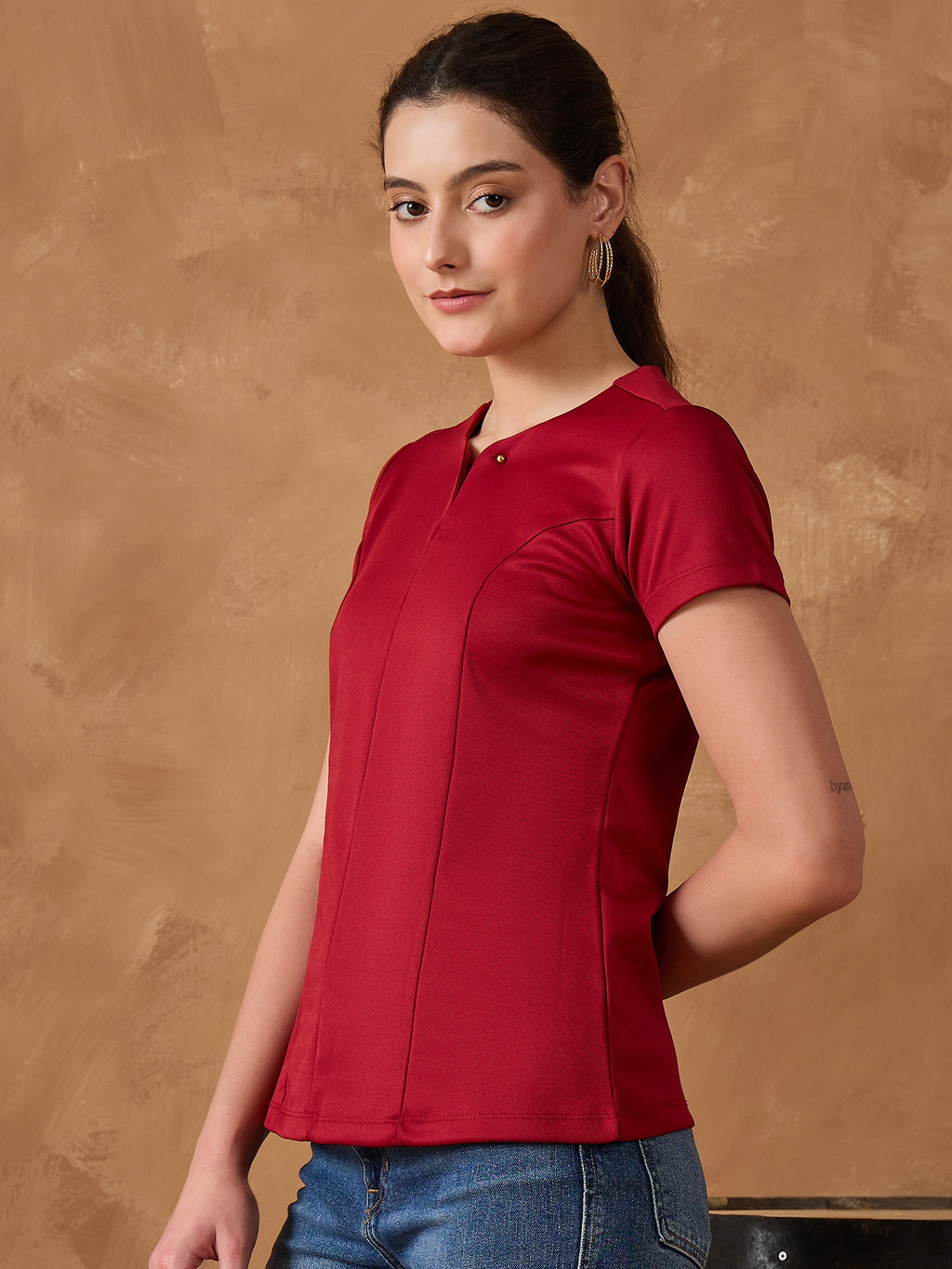 Maroon Casual Top