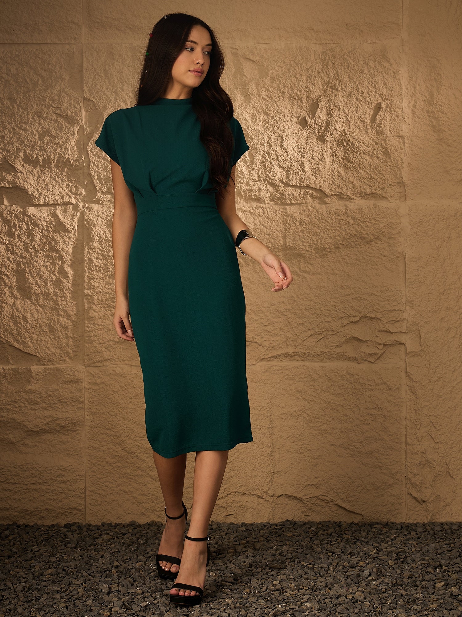 GREEN HIGH NECK DRESS