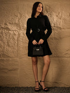 BLACK BELTED DRESS