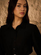 BLACK BELTED DRESS