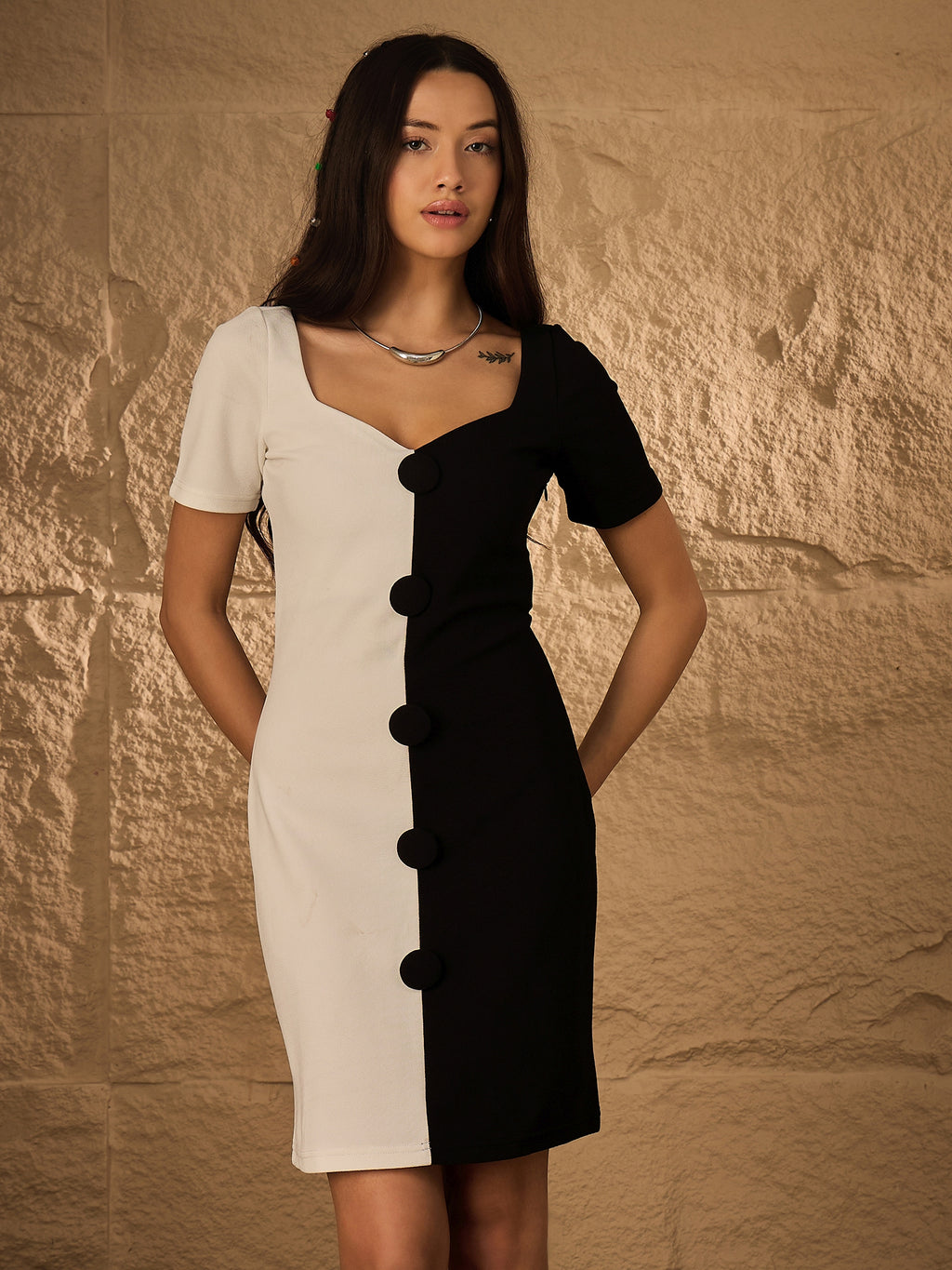 COLOURBLOCK BODYCON PARTY DRESS