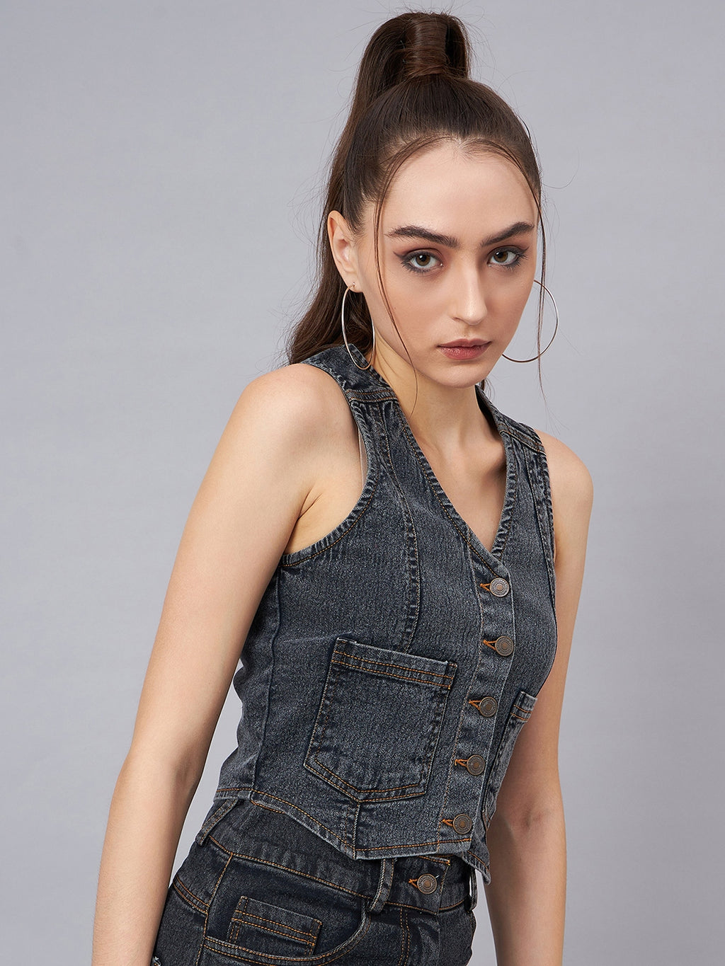 Black Vest Style Top