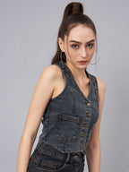 Black Vest Style Top