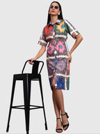 Mutli Colur Box Print Dress