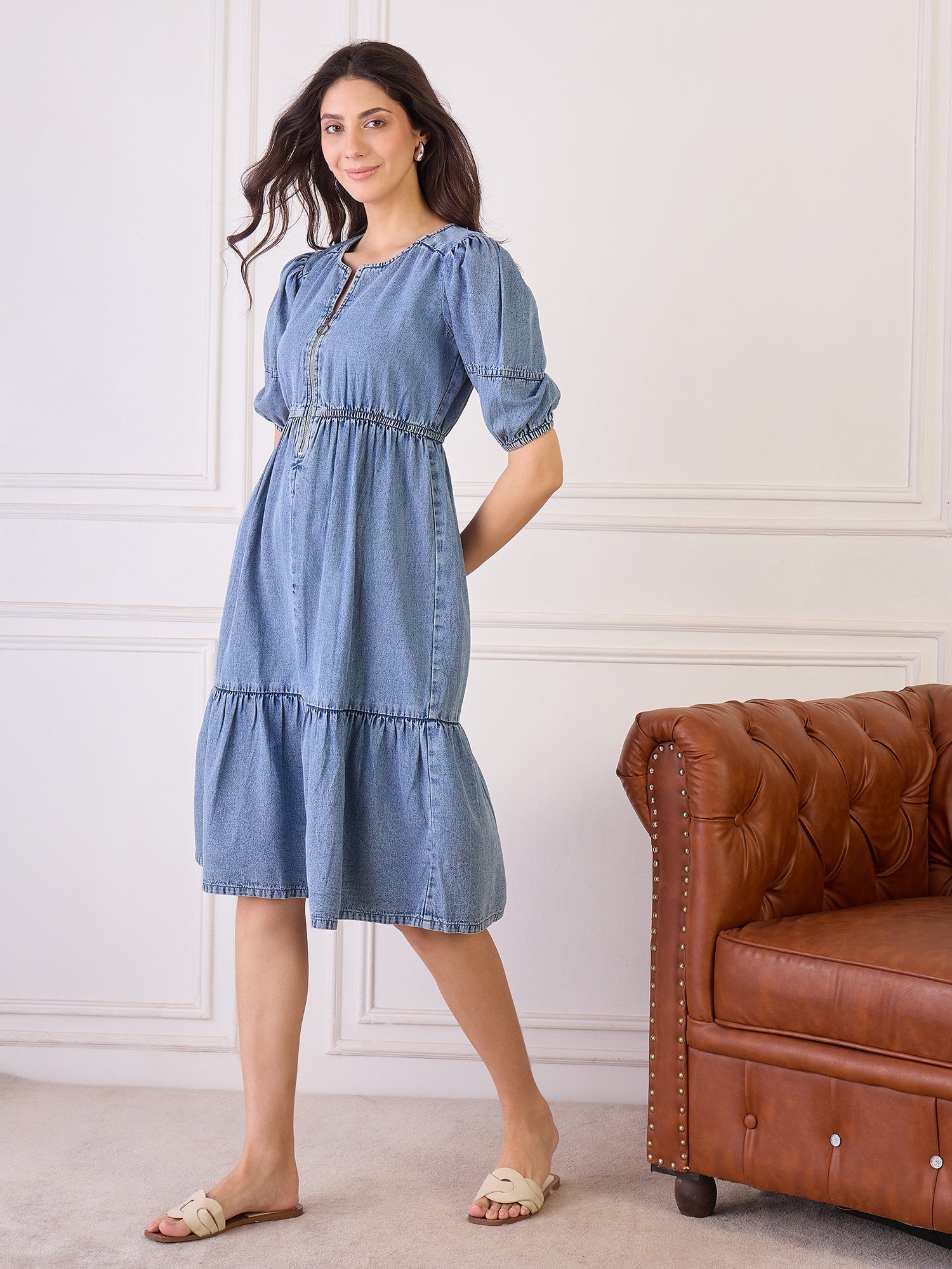 Denim Tiered Dress