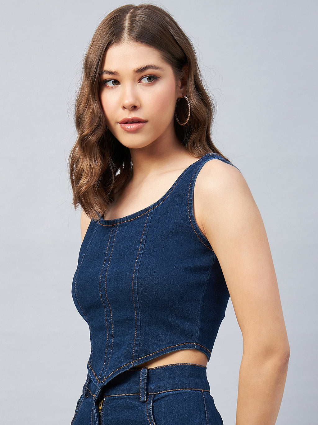 Dark Blue Denim Top
