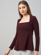 Wine Peplum Top