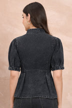 Denim Blouson Top