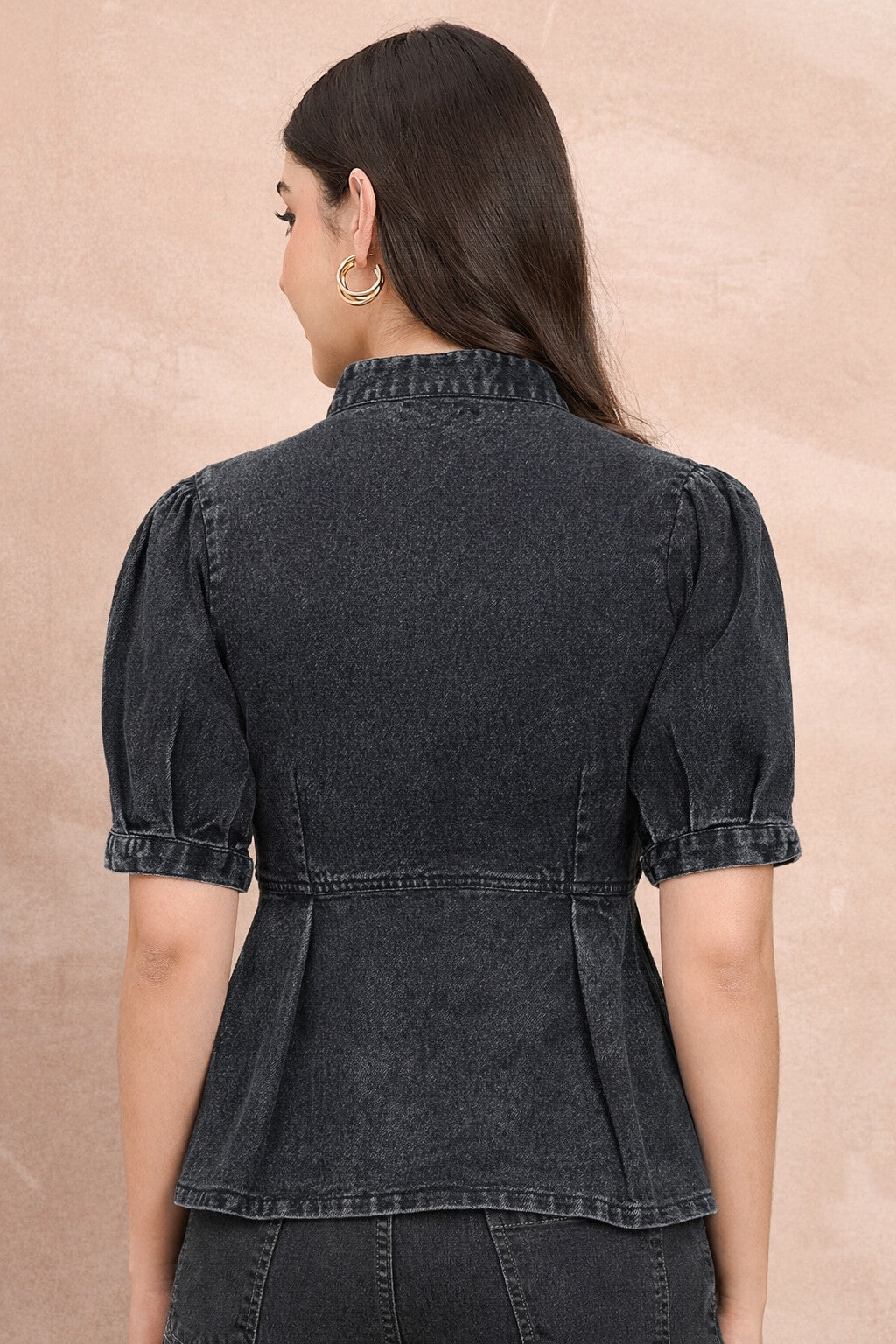 Denim Blouson Top