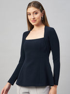 Navy Blau Peplum Top