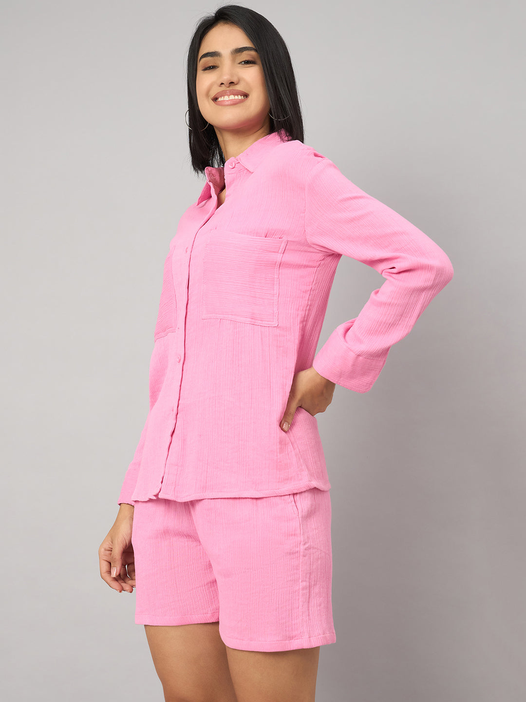 Pink Pure Cotton Shorts Set
