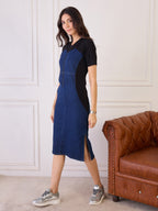 Denim Colour Block Zipper Dress