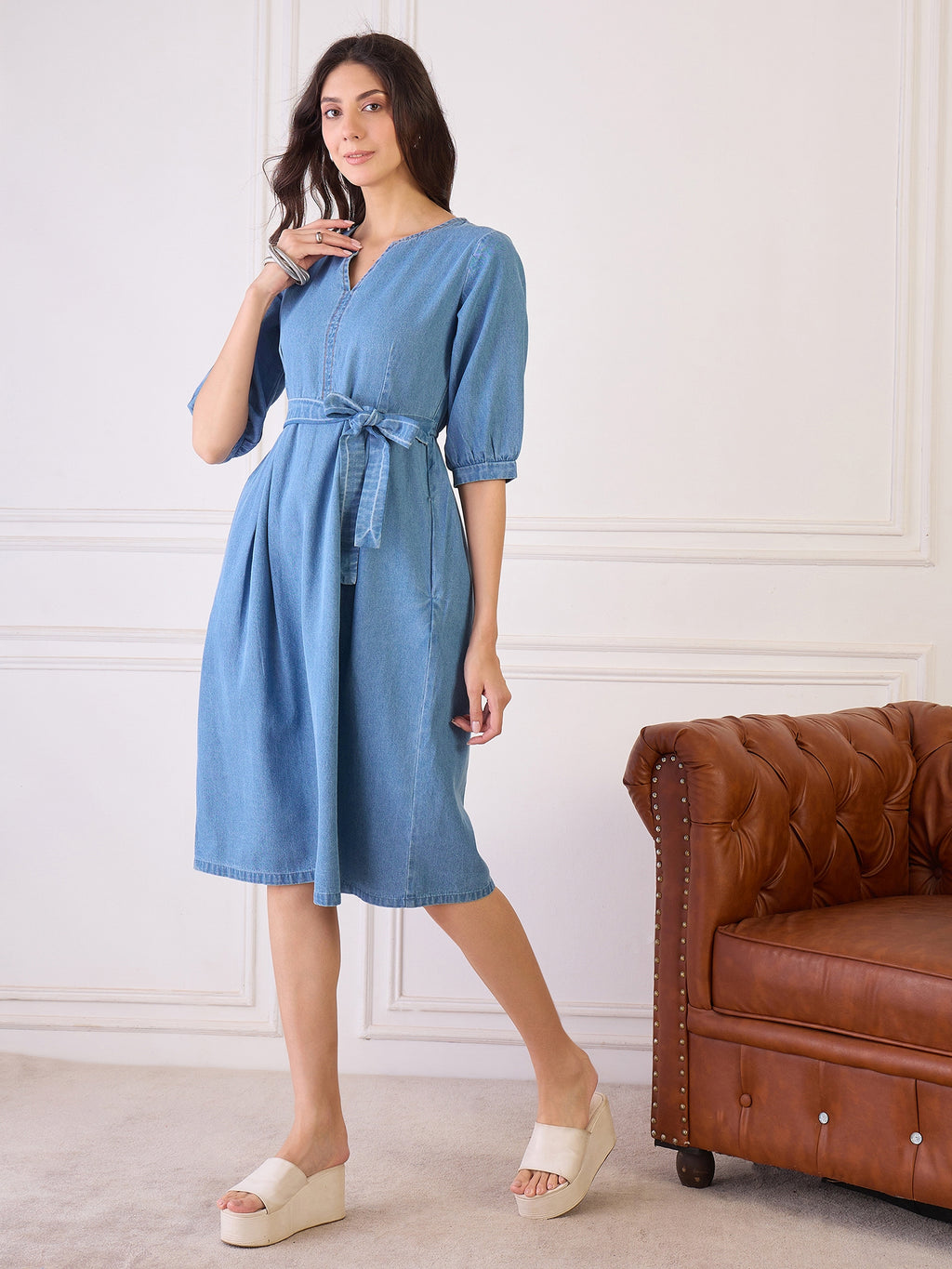 Denim Belted Dress