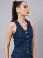 Blue Vest Style Top
