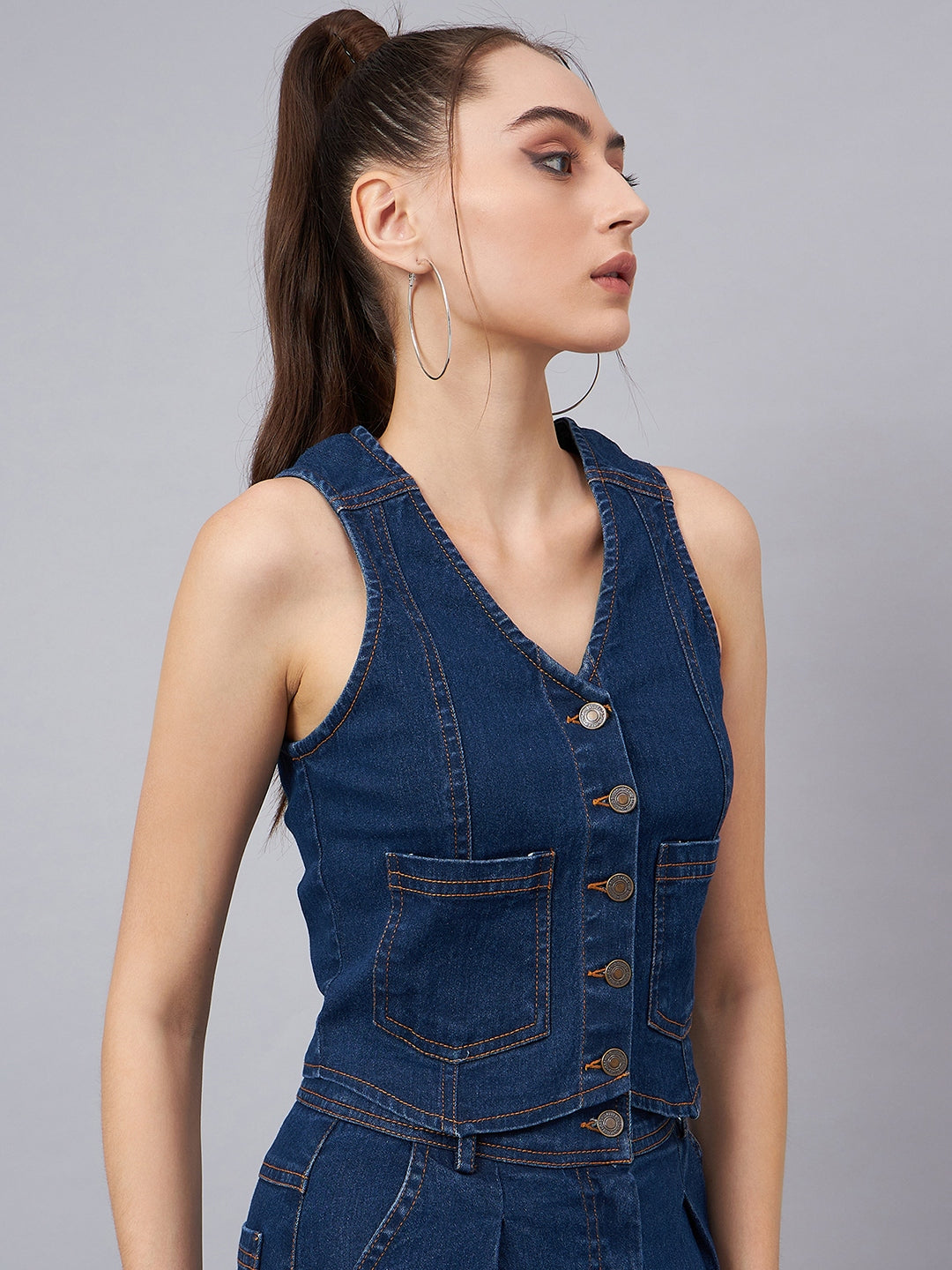 Blue Vest Style Top