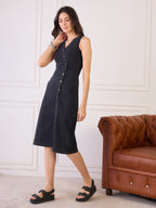 Denim Sleevless Wrap Dress