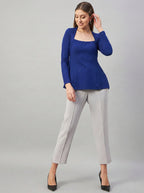Royal Blue  Glitter Square Neck  Peplum Top