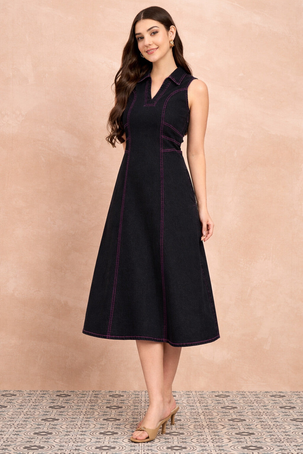 Black Denim Light Wash Maxi Dress