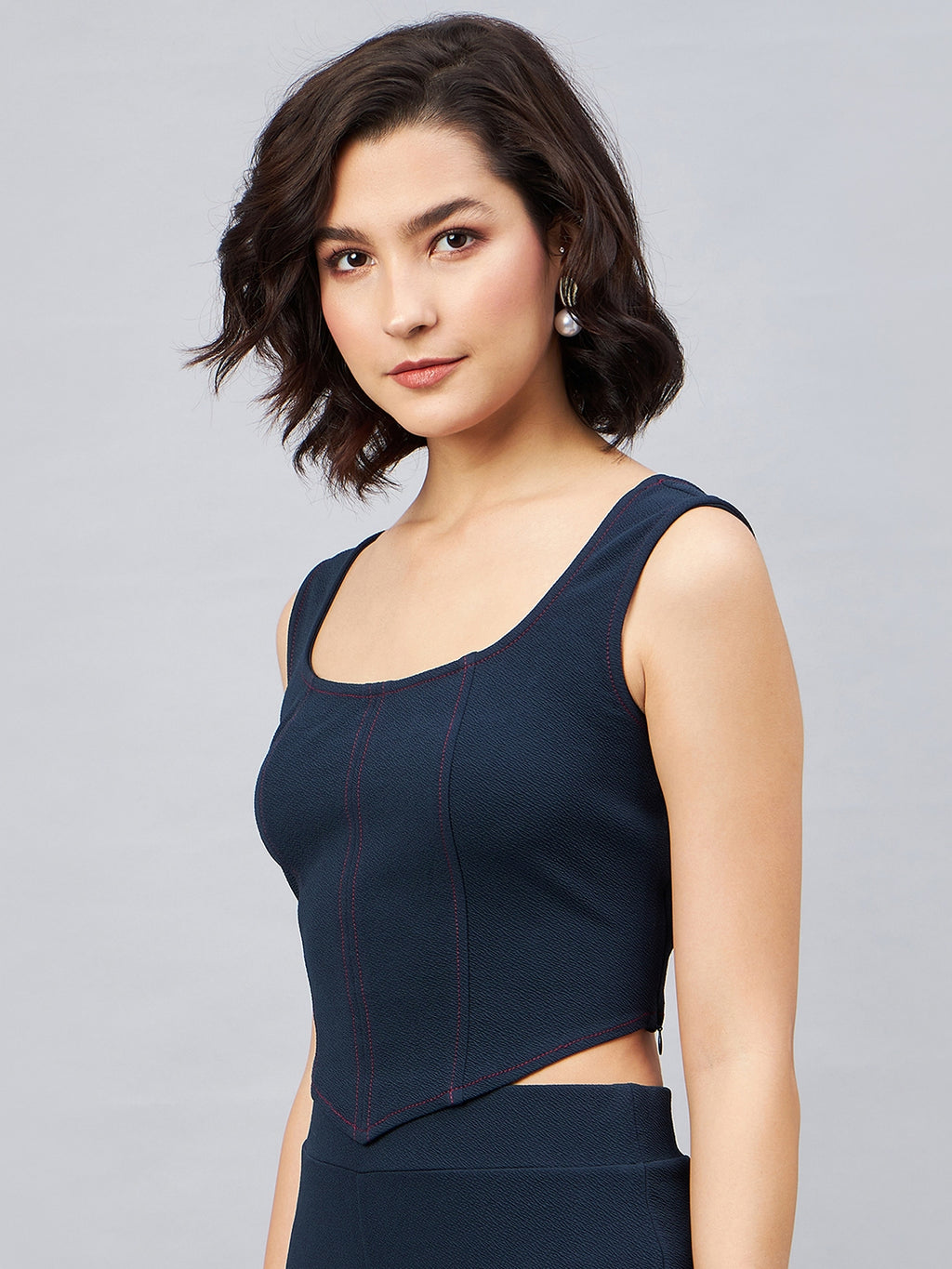 Navy Corset Style Top