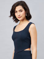 Navy Corset Style Top