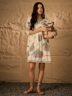 Multi Emb Pure Cotton Fit & Flare Dress