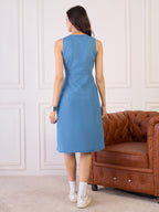 Denim Wrap Button Detail Dress