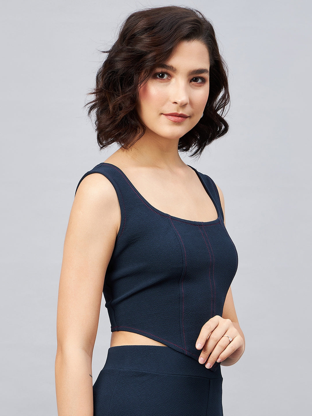 Navy Corset Style Top