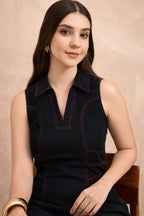Black Denim Light Wash Maxi Dress