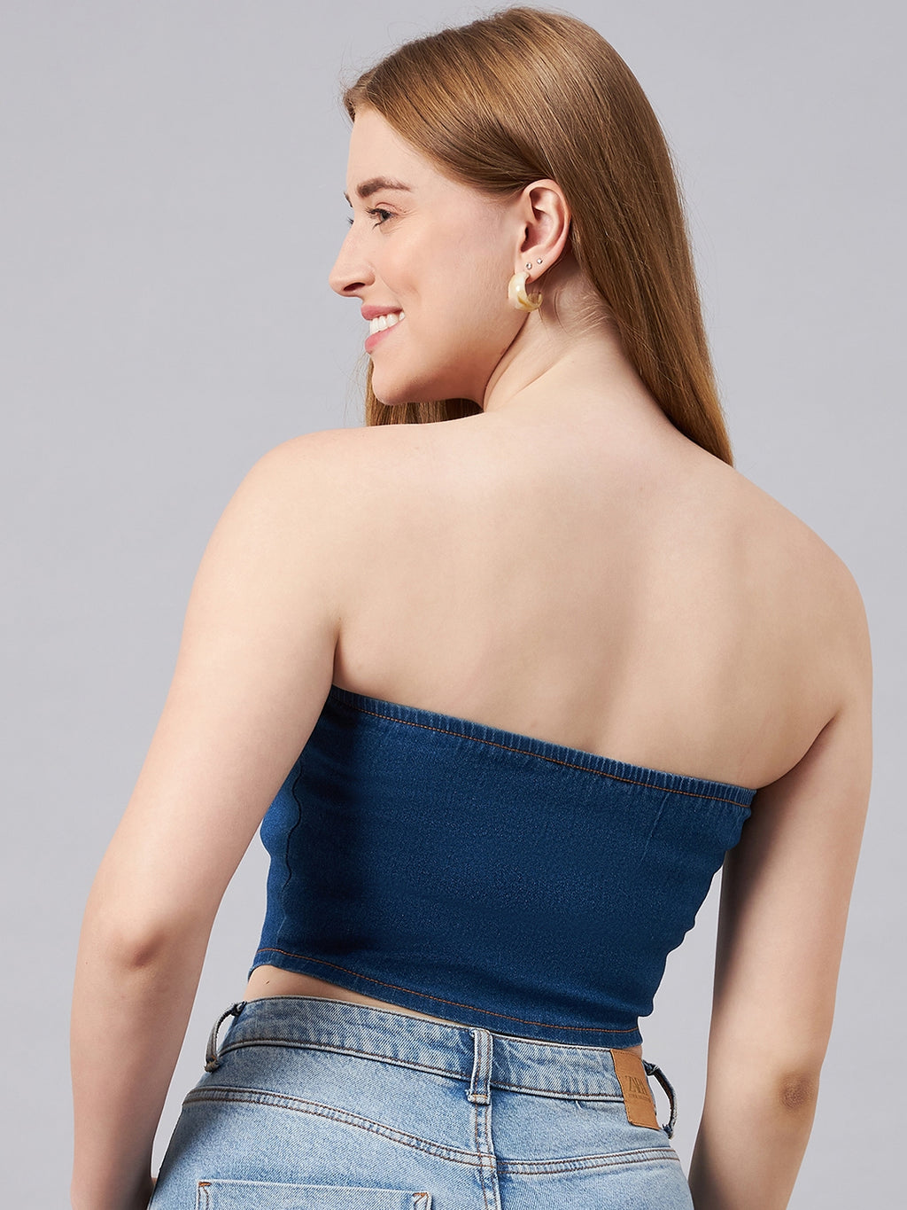 Blue Front Zip Tube Top