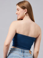 Blue Front Zip Tube Top