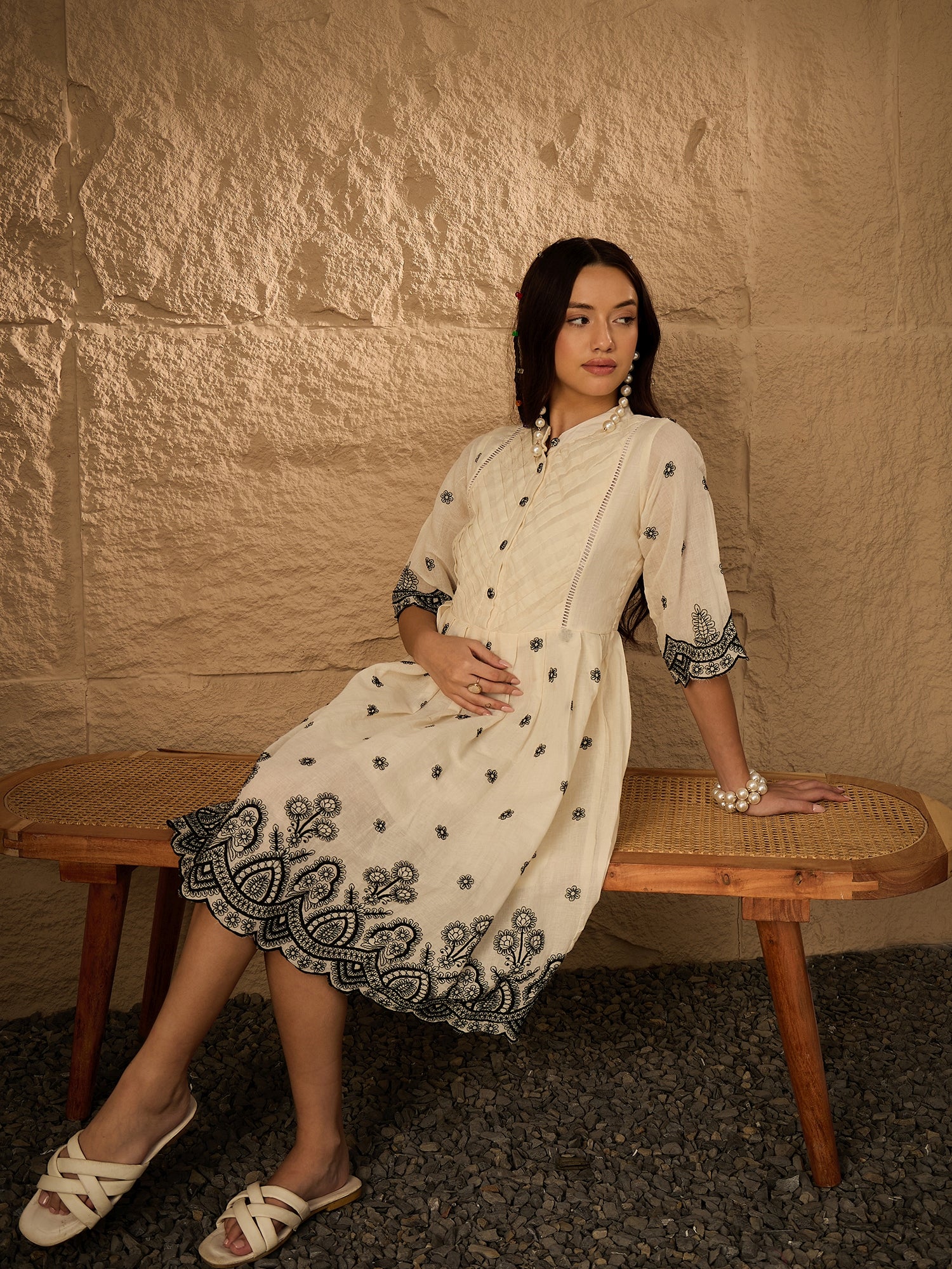 EMBROIDERED PURE COTTON DRESS